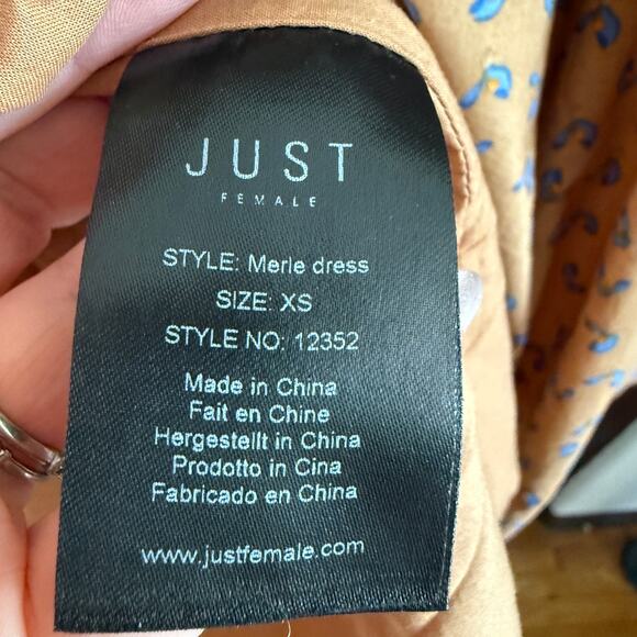 JUST FEMALE Merle Tent Cotton Square Neck Brown Floral Print Dress Extra Small - Picture 8 of 8